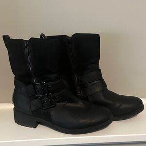 UGG Black Women’s Wilde Moto Boots with Buckle Detail